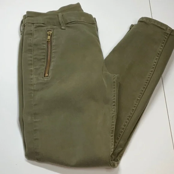 MOTHER Crop Zip Muse Mid Rise Skinny Olive Green Size: 26 - Picture 3 of 12